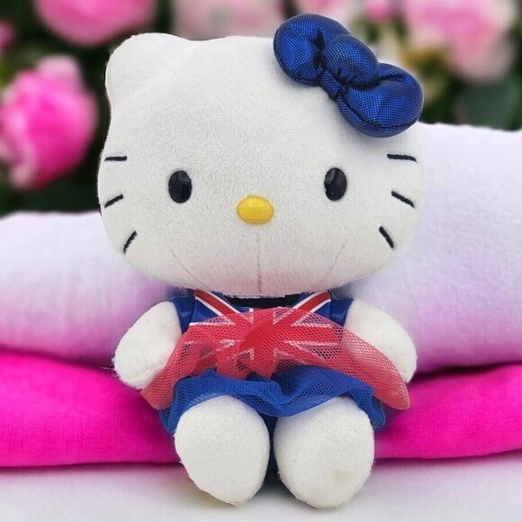 Hello Kitty Plush 6" British Flag Dress 2014 Sanrio - Picture 1 of 9